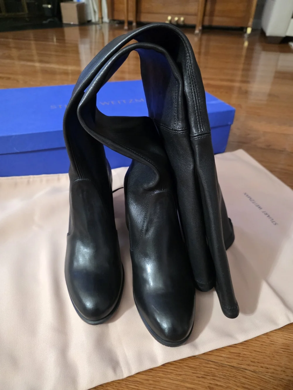 Stuart Weitzman Tall Black Leather Over-the-Knee Boots